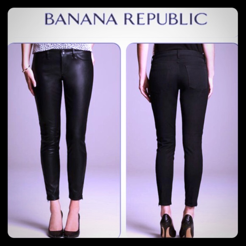 Banana Republic Faux leather front Sloan pants